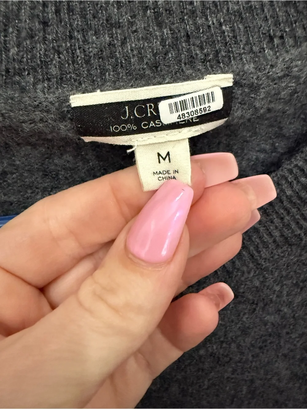 J.Crew 100% Cashmere Love Sweater Gray Pink Graphic Crew Neck Medium Women’s